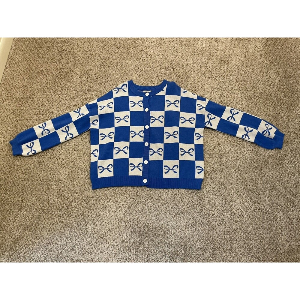 Sincerely Jules Cute Blue Bow Sweet Knit Cardigan Size Medium